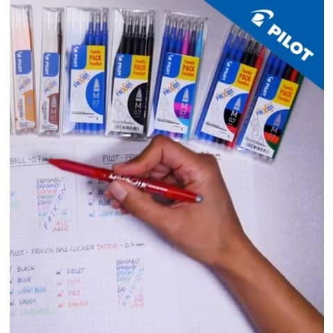 Refill penne a sfera Pilot Frixion Ball e Clicker 0,7 mm azzurro Set 3 pezzi - 006645